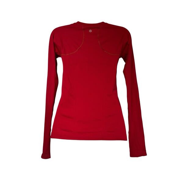 Athleta Red Long Sleeve Performance Workout Top Thumb Holes Athletic Shirt - Picture 4 of 4